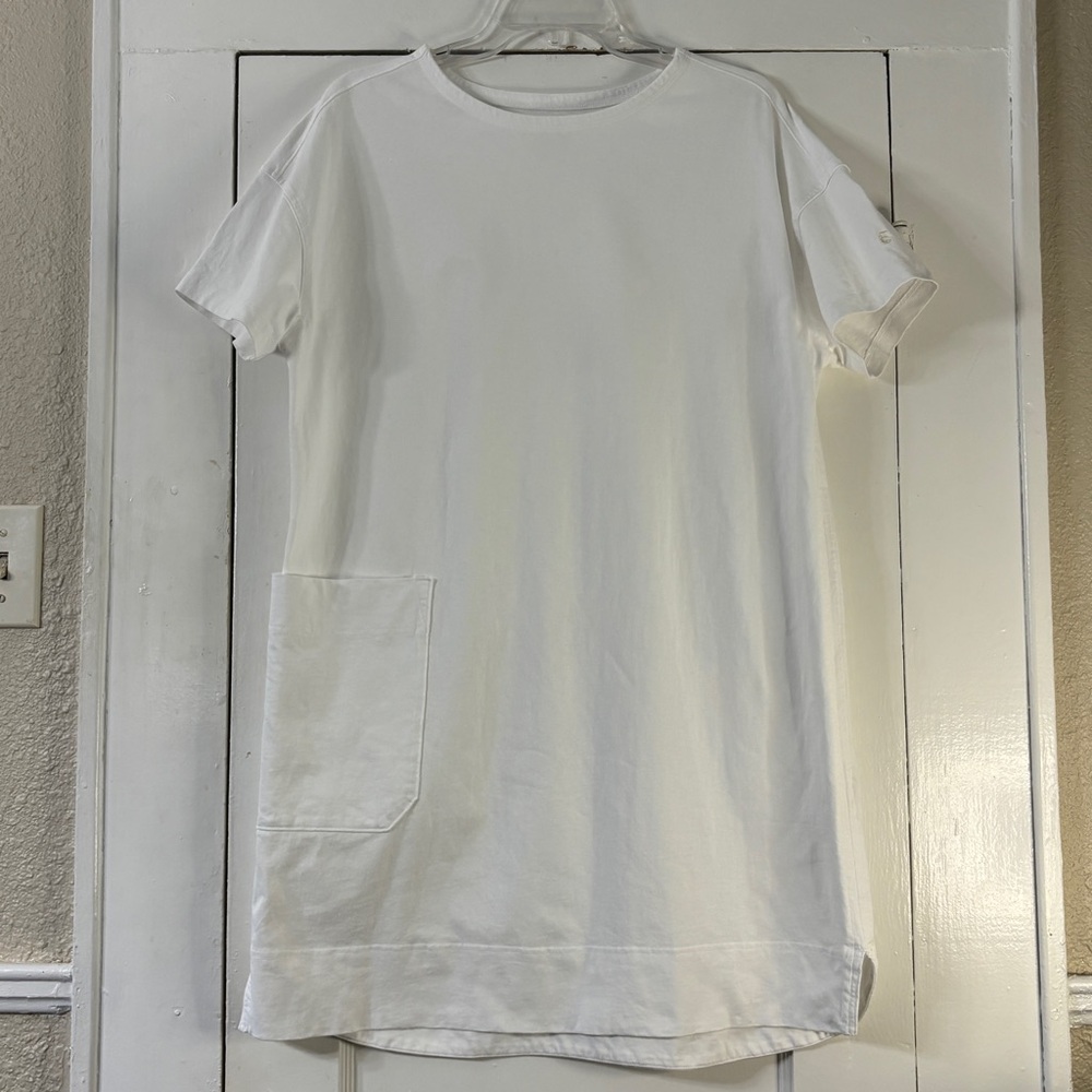 Everlane White High-Low Pocket T-Shirt Dress